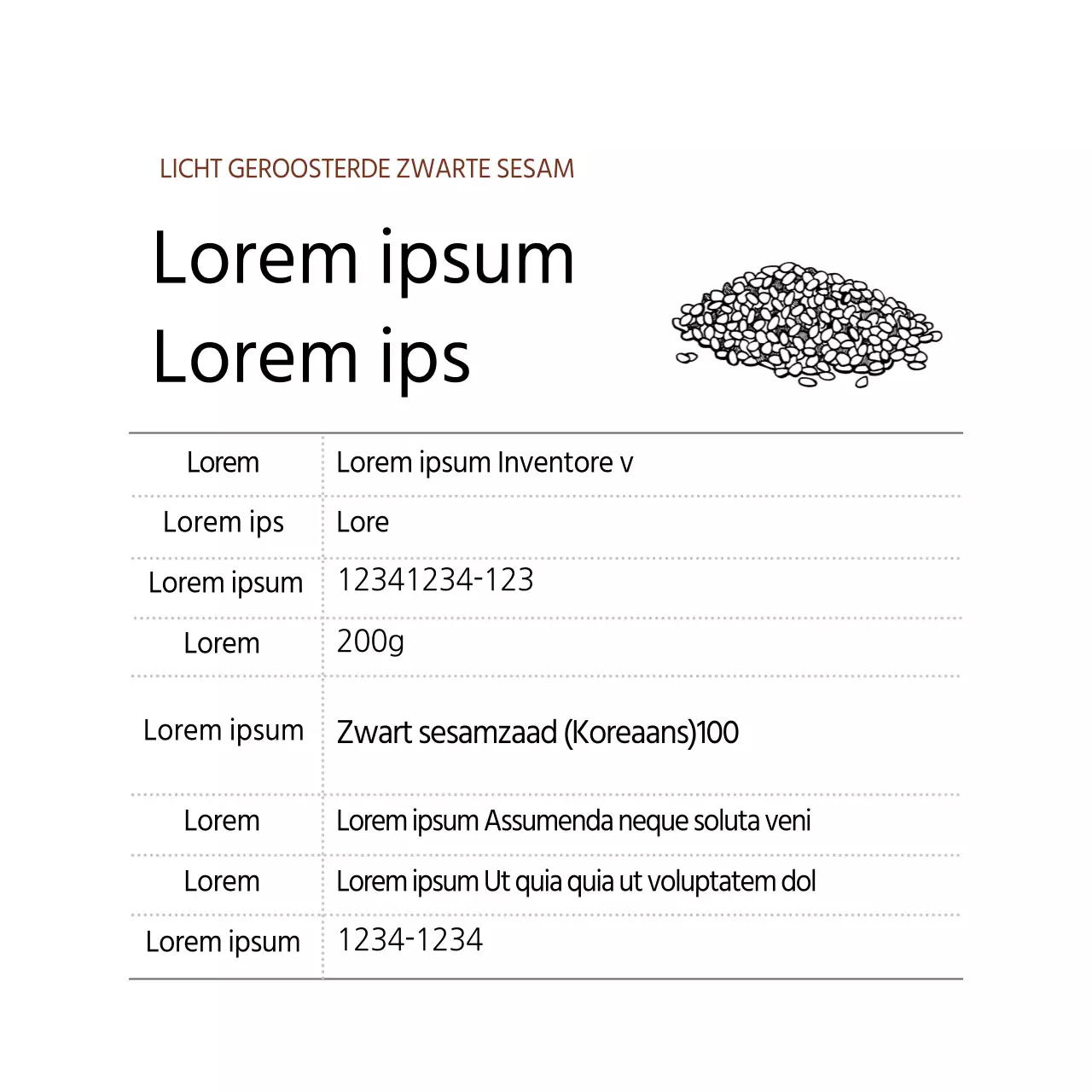 witte illustratie eenvoudig voedsel zwart sesam label
