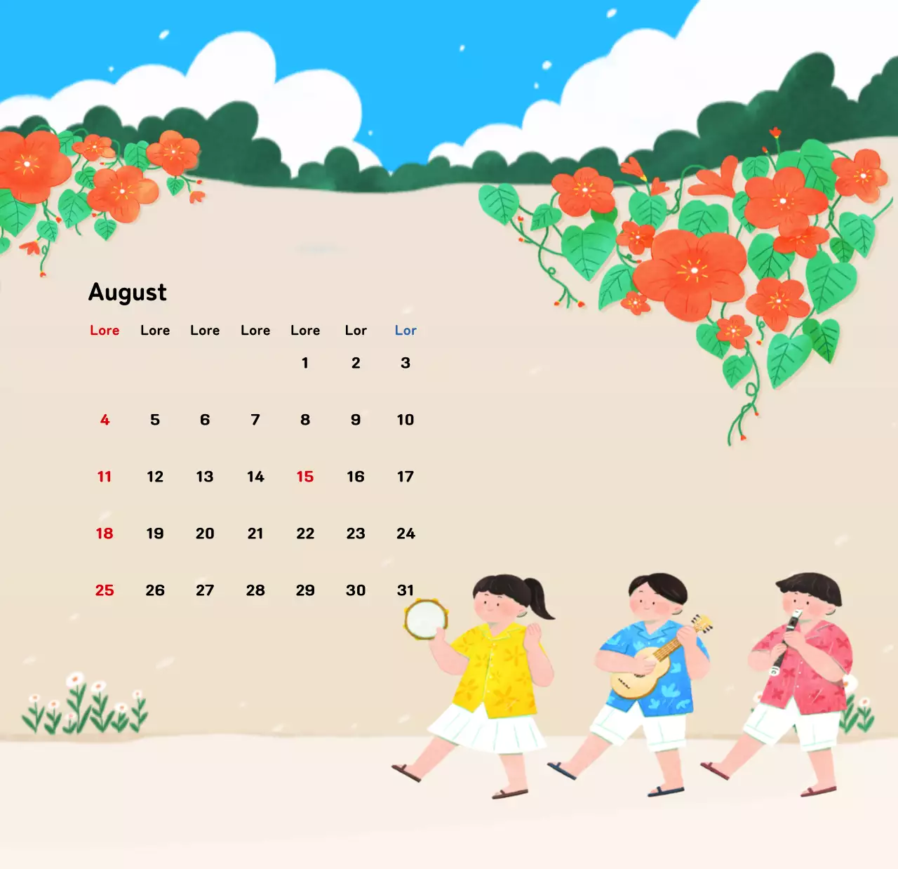 Ein warmer, illustrierter Kalender für das neue Jahr