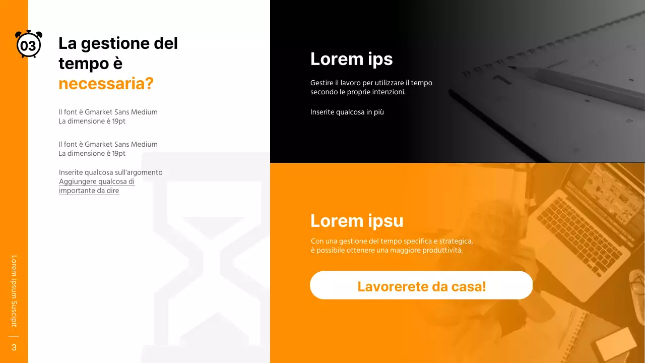Tema del workshop sulla gestione del tempo in arancione