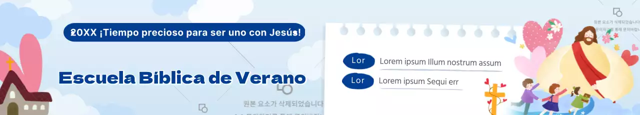 Una guía para la escuela bíblica de verano con simpáticas ilustraciones en tonos azules