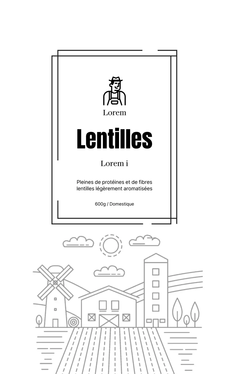 Étiquette simple de produit agricole à ligne blanche