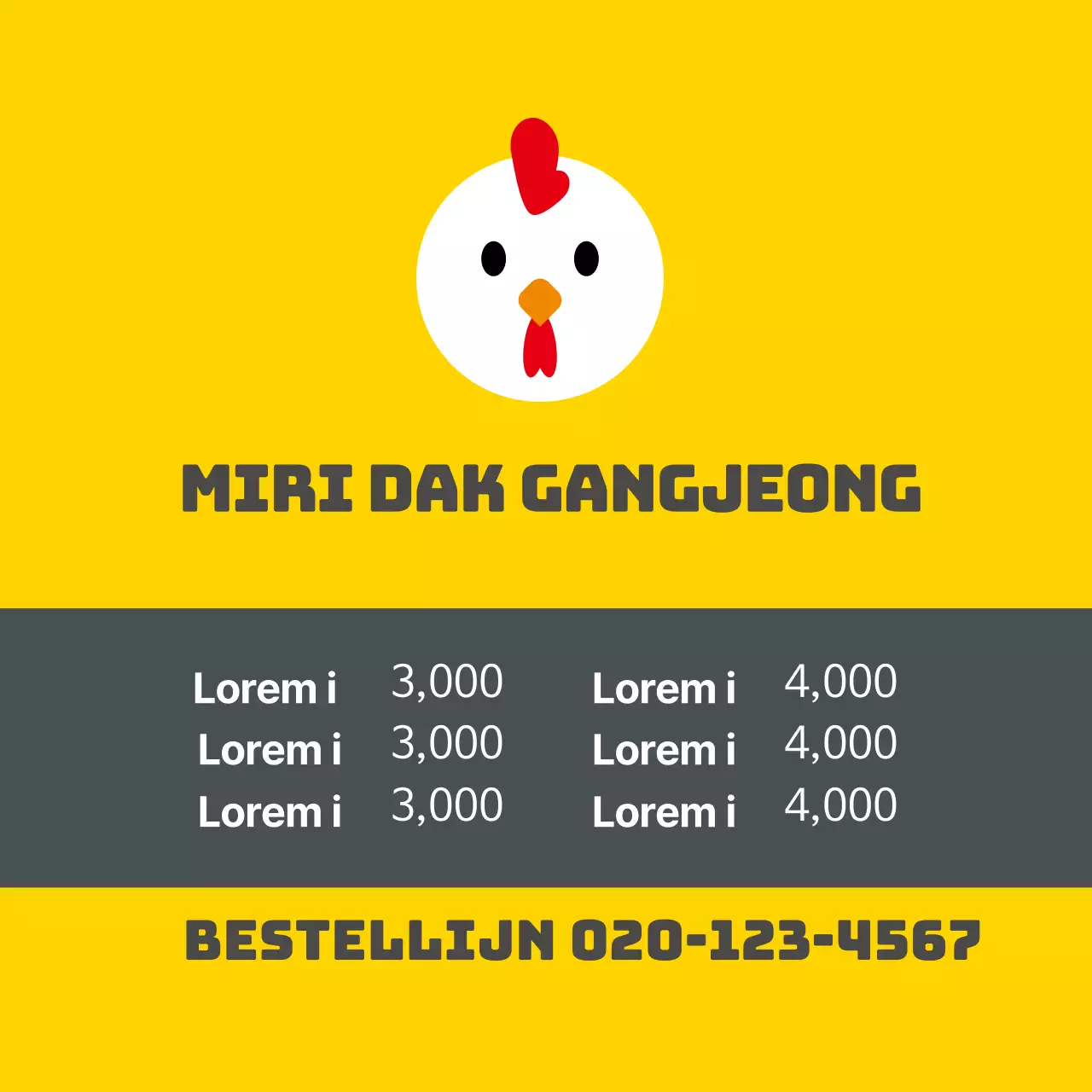 Geel Logo Schattig Restaurant Kip Gangjeong Promotie