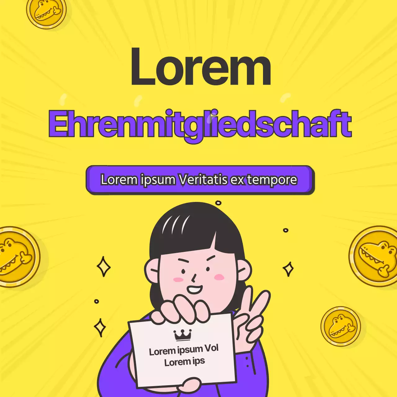 Gelb Hintergrund Ehrenmitglied Starke Effekte Funny Banner mit Münze Flying