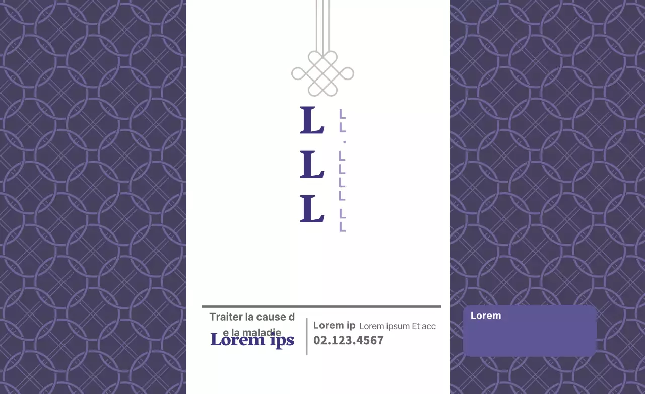 Étiquette de médecine chinoise traditionnelle orientale à motif violet