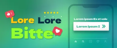 Review Event-Promotion-Banner, horizontales Rechteck mit frischem grünem und gelbem Farbschema und einem Titelschwerpunkt