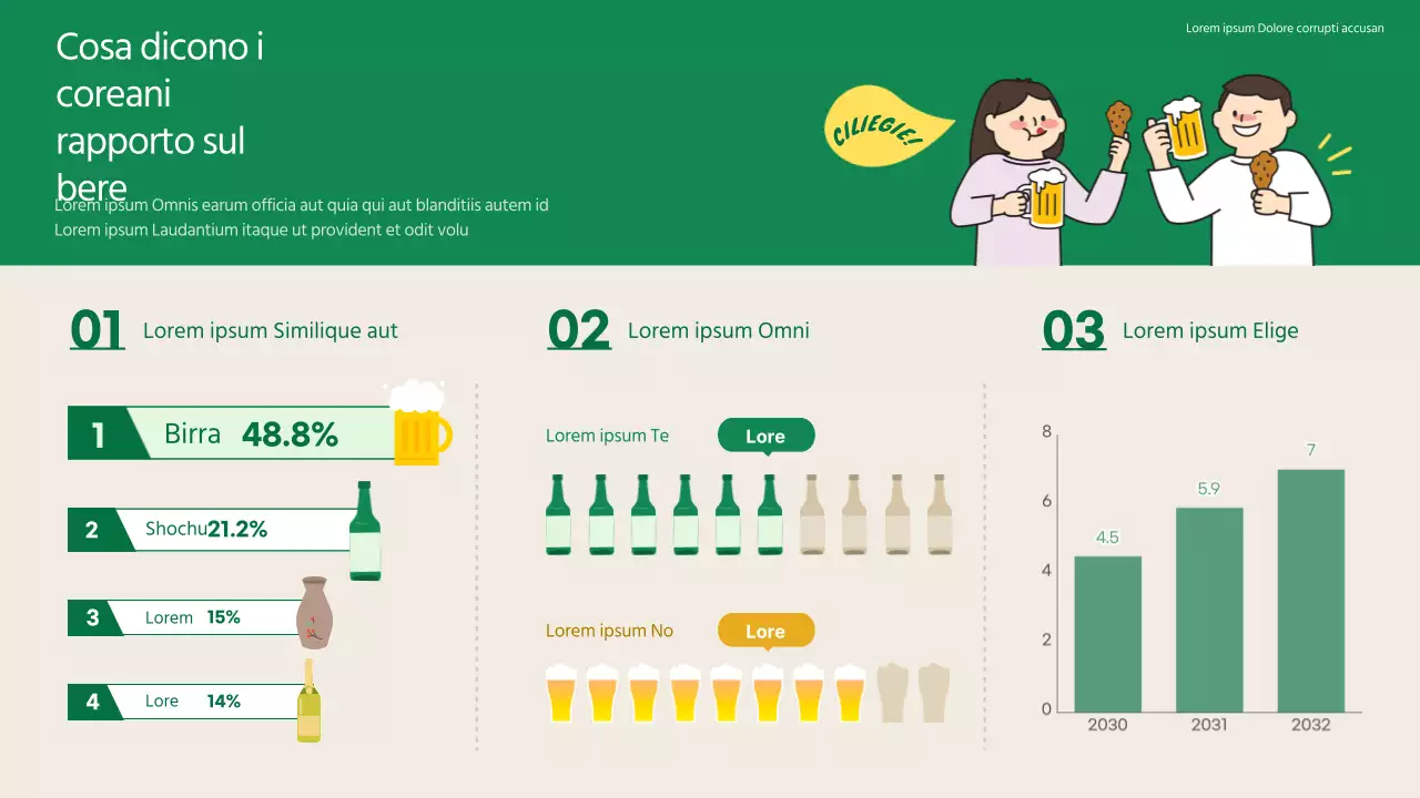 Rapporto sul bere coreano verde e beige Infografica
