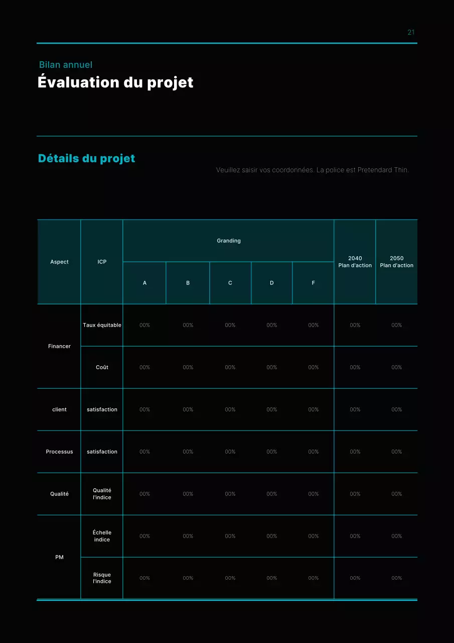 Plan d'affaires simple en bleu clair et noir