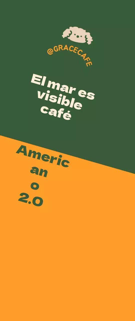 Una bonita guía de menús y promoción con el logotipo de una cafetería en verde y naranja.