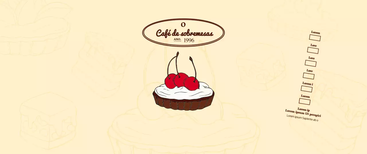 Promover e informar os cafés com um logótipo emotivo em castanho avermelhado e amarelo pálido