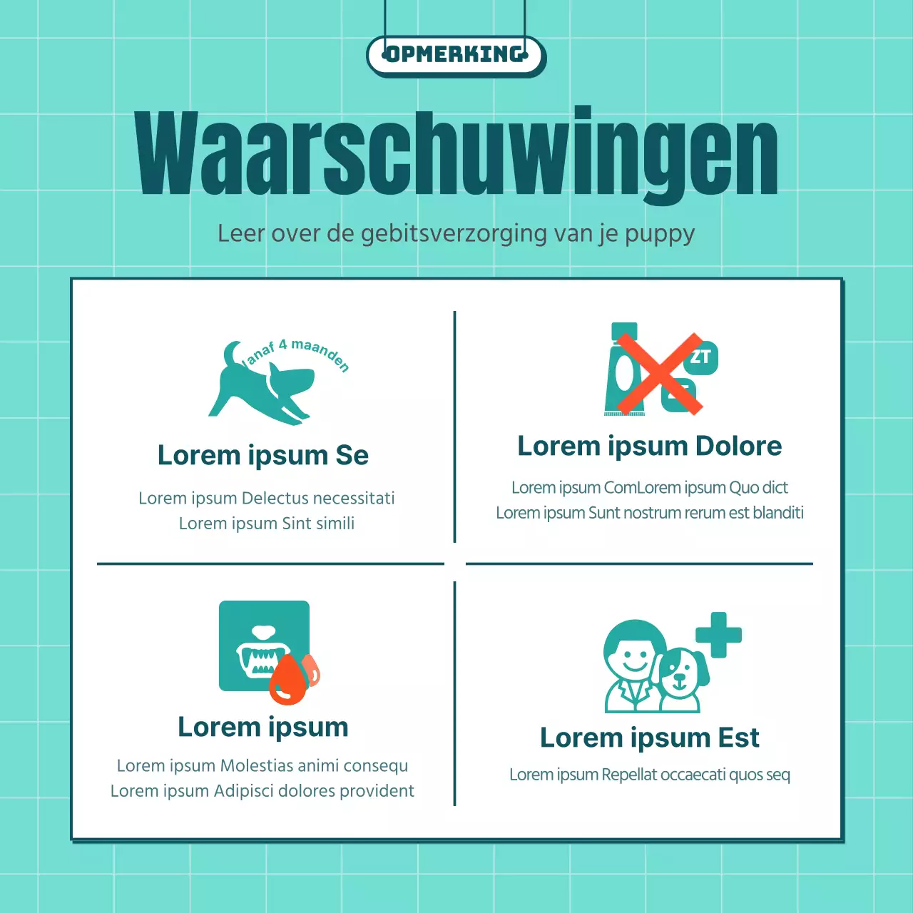 Geïllustreerde hondenborstels in mint en geel