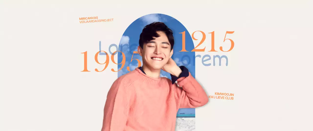 Emotioneel concept in oranje en lichtblauw voor verjaardagsartikelen voor beroemdheden