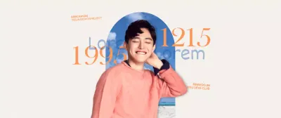 Emotioneel concept in oranje en lichtblauw voor verjaardagsartikelen voor beroemdheden