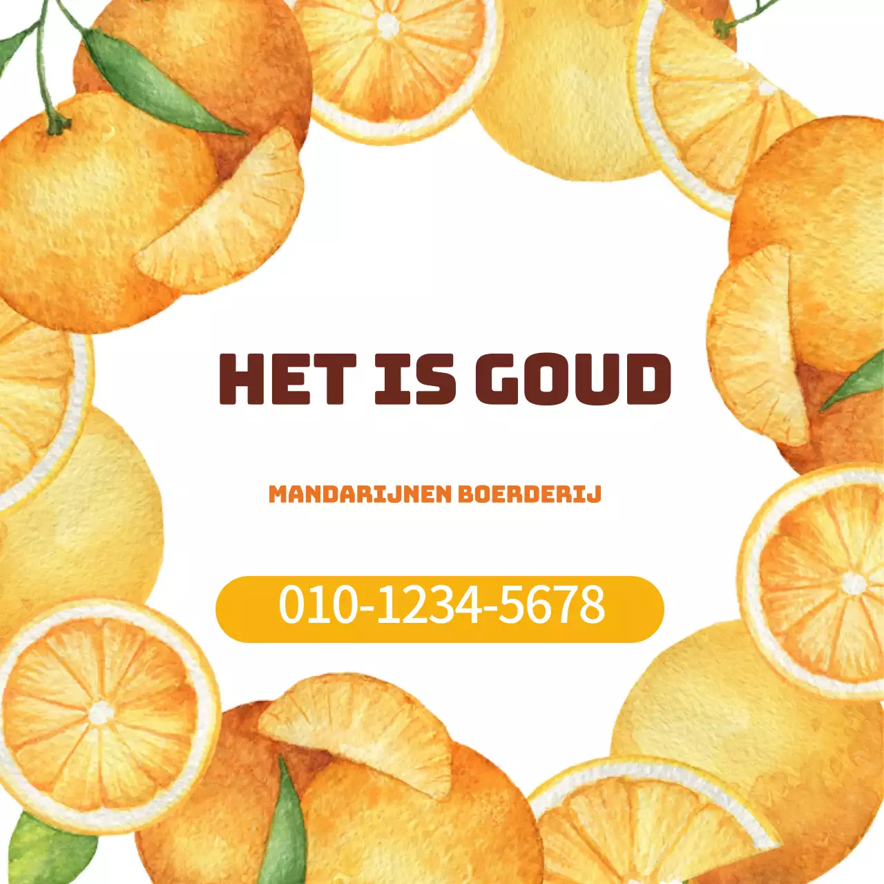Oranje illustratie aquarel boerderij