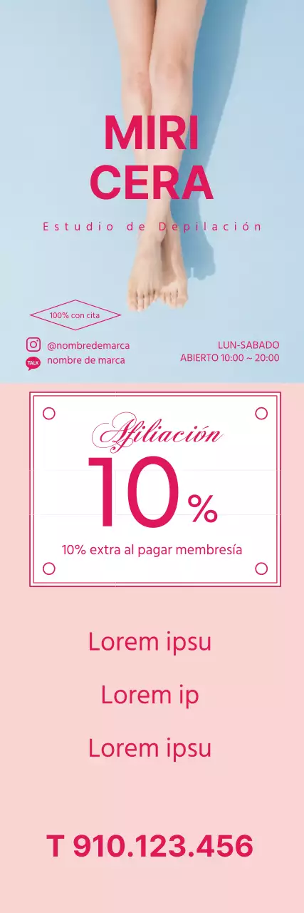 Menú limpio de tienda de depilación con foto rosa destacada