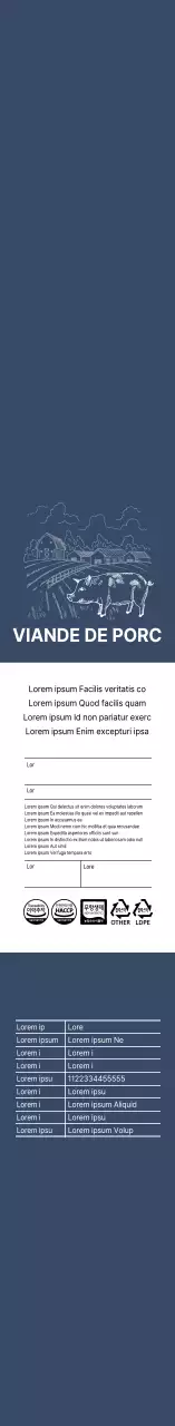 Illustration vintage bleue porc