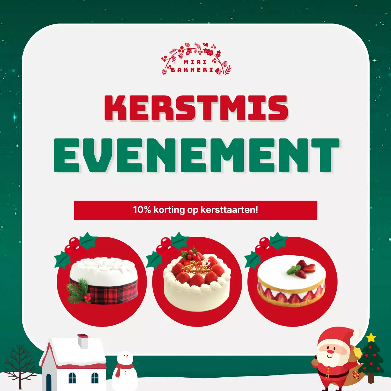 Rood met groene kersttaart verkoop banner