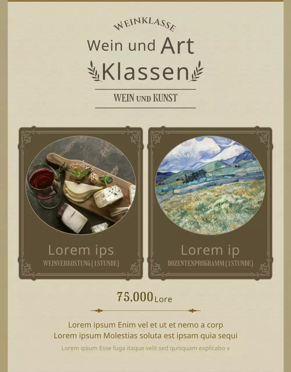 Ein Leitfaden für beigefarbene, Vintage-inspirierte Wein- und Kunstkurse