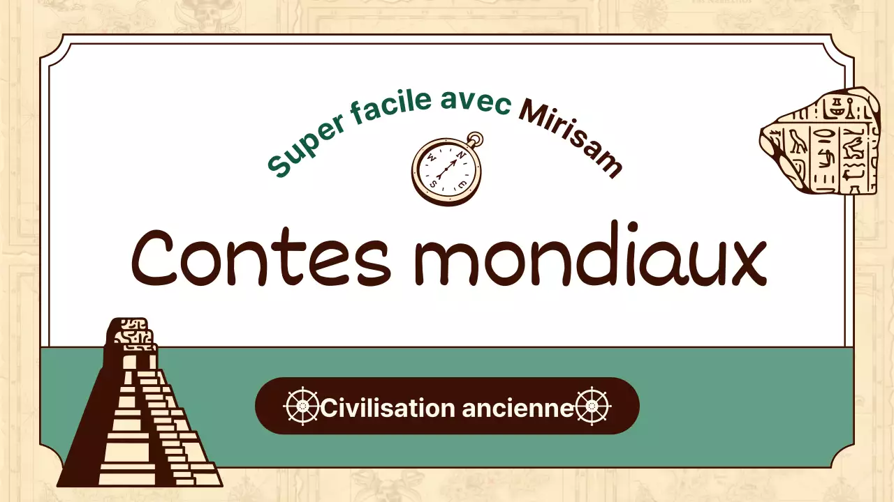 Des illustrations historiques en beige et en vert mettent en valeur les leçons d'histoire du monde.