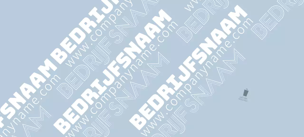 Blauwe tekst merknaam