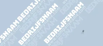 Blauwe tekst merknaam