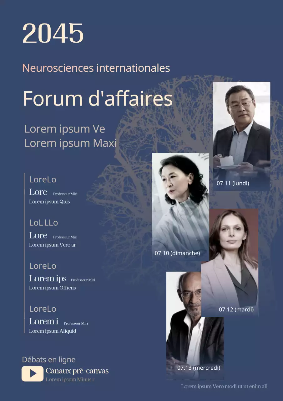 Forum international d'affaires sur les sciences du cerveau dans des tons bleus apaisants
