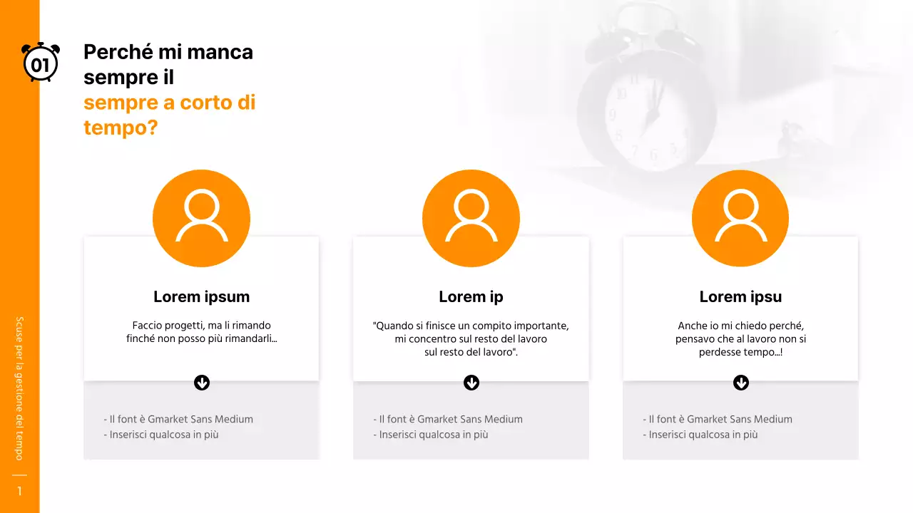 Tema del workshop sulla gestione del tempo in arancione