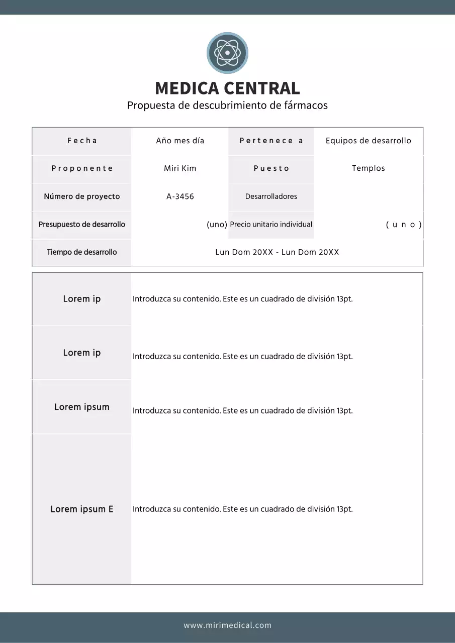 Documentación sencilla para propuestas de descubrimiento de fármacos