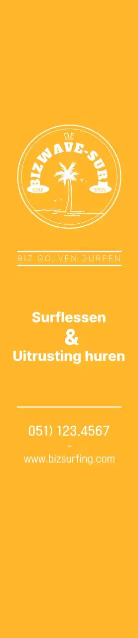 Een eenvoudig blauw met geel surfembleem om de winkel te promoten.