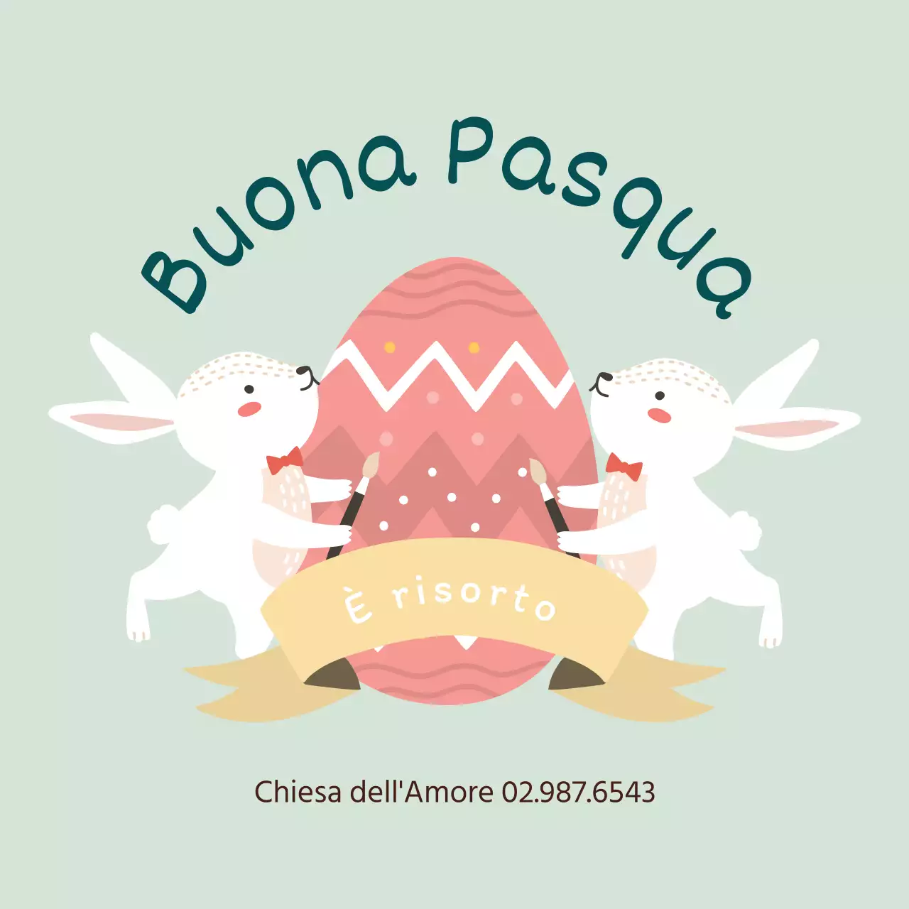 Illustrazione verde di etichette pasquali carine per la chiesa