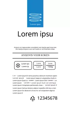 Witregelig eenvoudig etiket met zeevruchtenverklaring