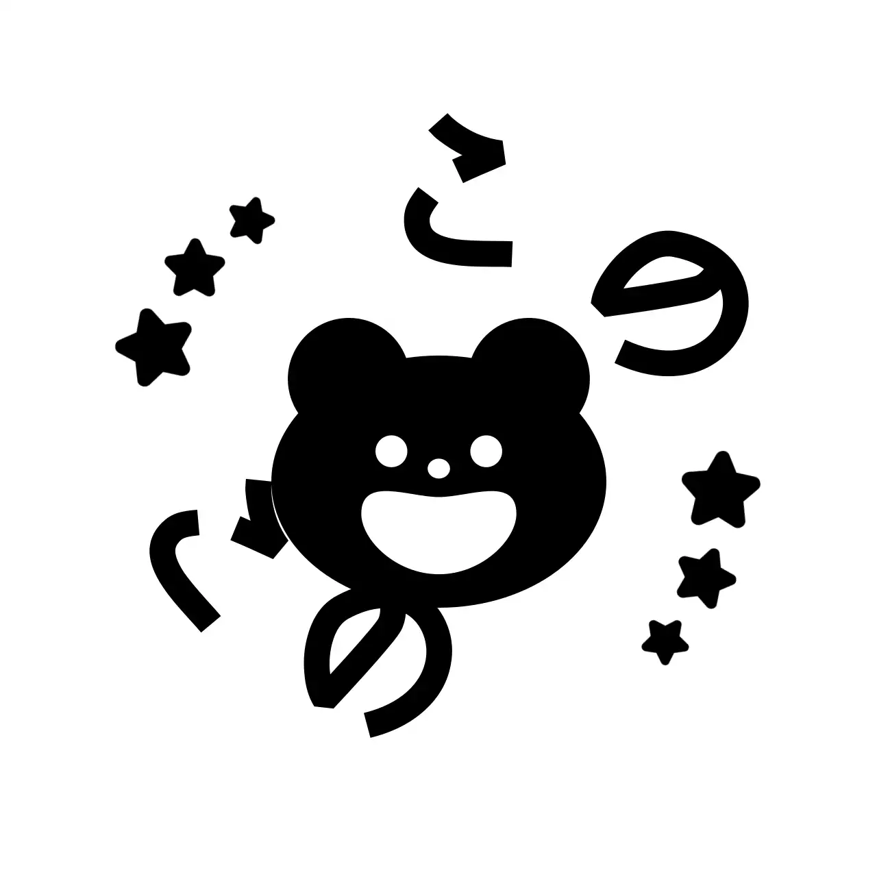 黒のかわいい動物キャラクターが描かれたお褒めスタンプ。