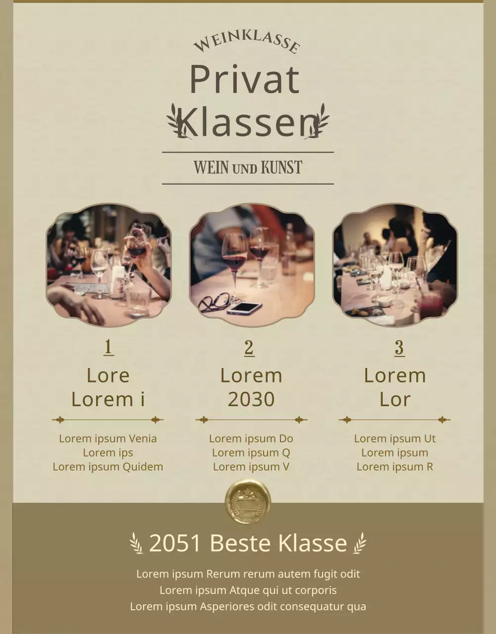 Ein Leitfaden für beigefarbene, Vintage-inspirierte Wein- und Kunstkurse