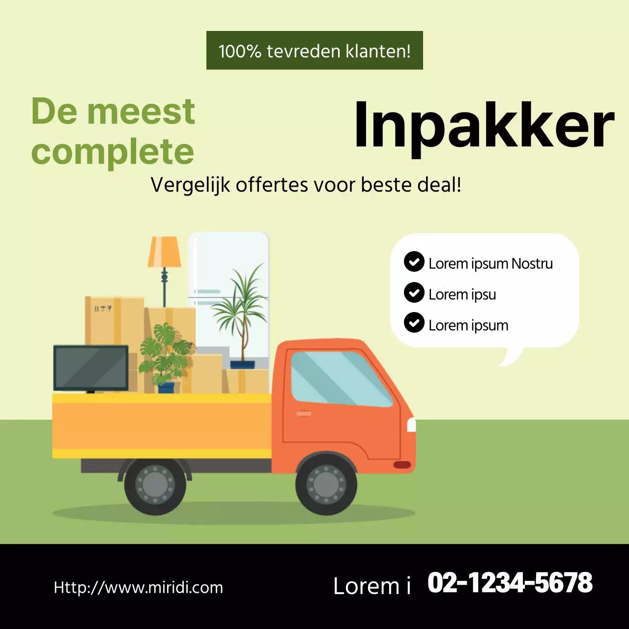 Groene illustratie Nette verpakking bevordert verhuizen