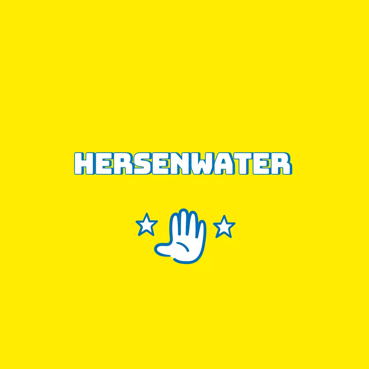 Een eenvoudige omkoopservice met gele en blauwe tekst en handillustraties.