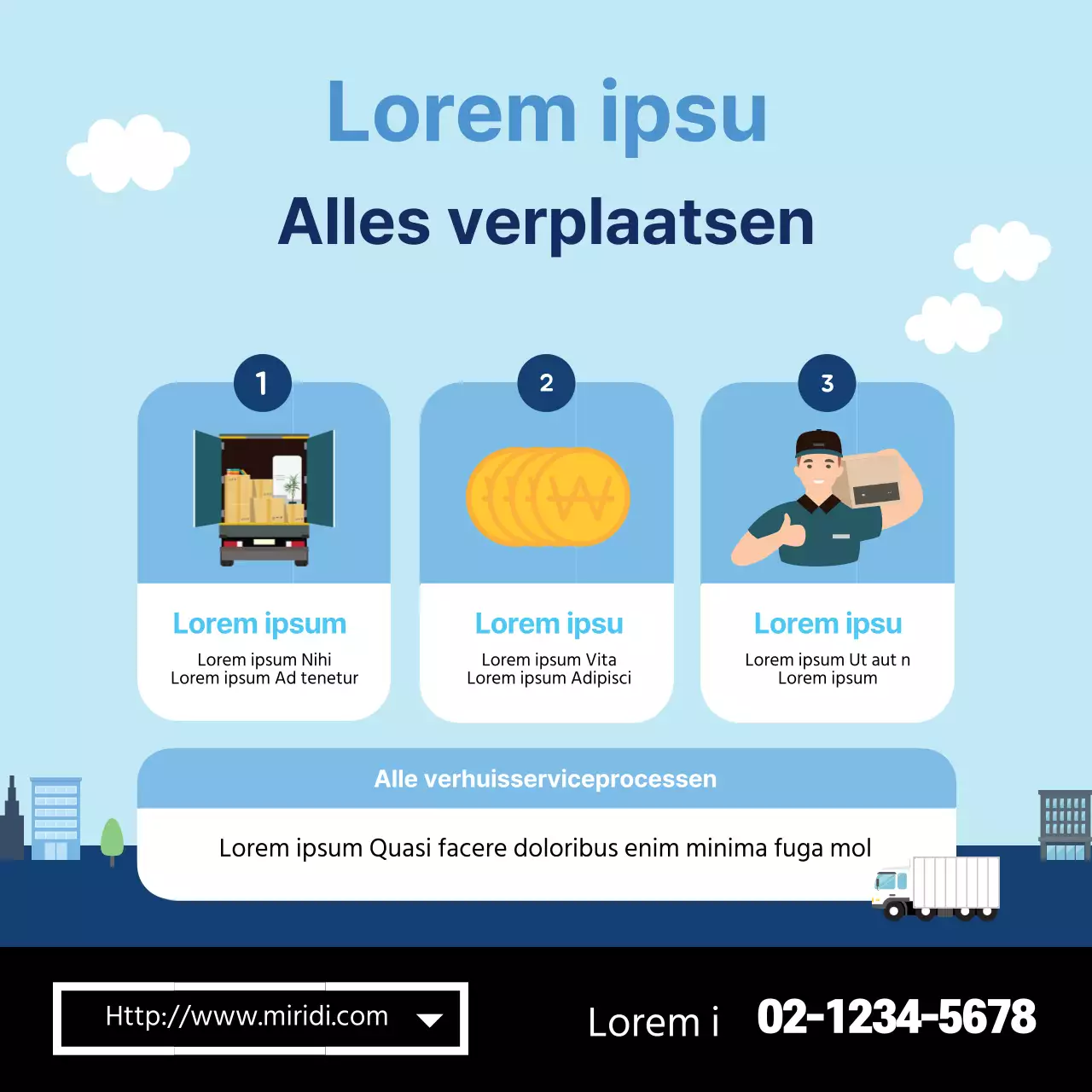 Blue Illustration promoot schone verhuisdiensten