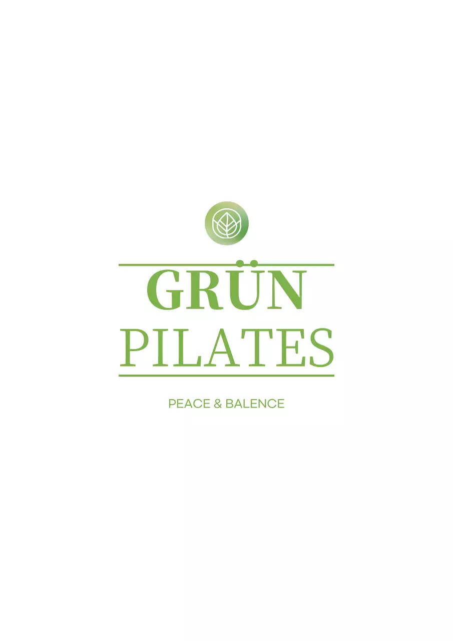 Entwurf einer Schnurtasche für eine Pilates-Schule mit einem grünen Blattsymbol als Logo