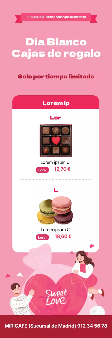 Bonito evento de chocolate con foto rosa destacada