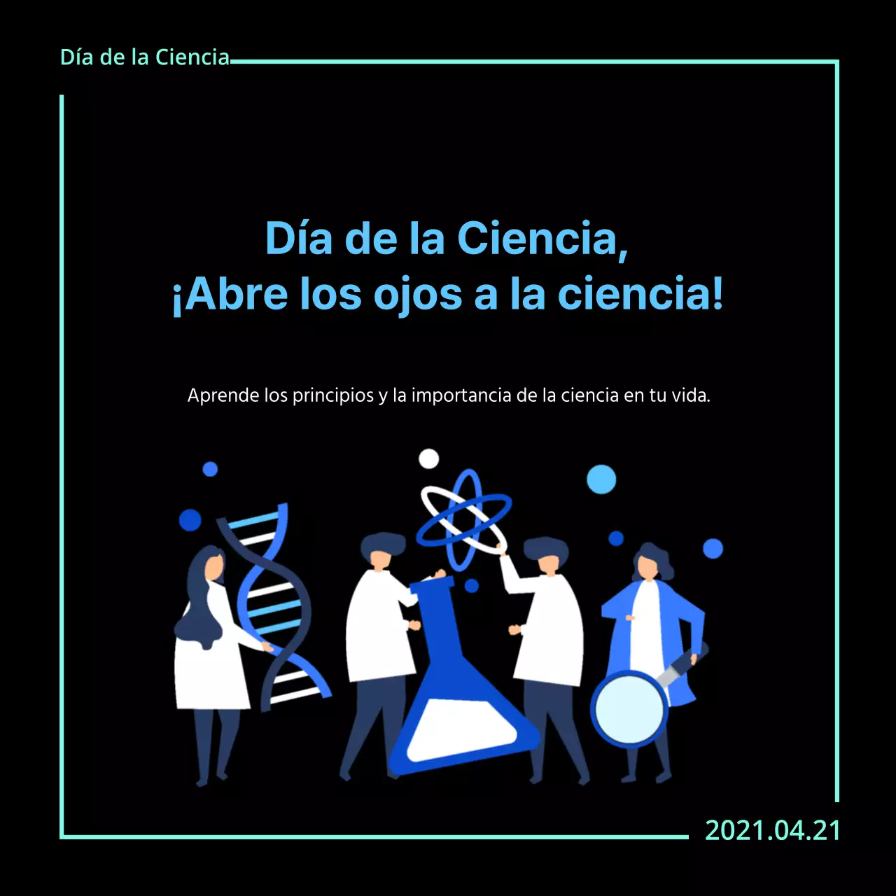 Un día de ciencia limpia en negro y azul claro