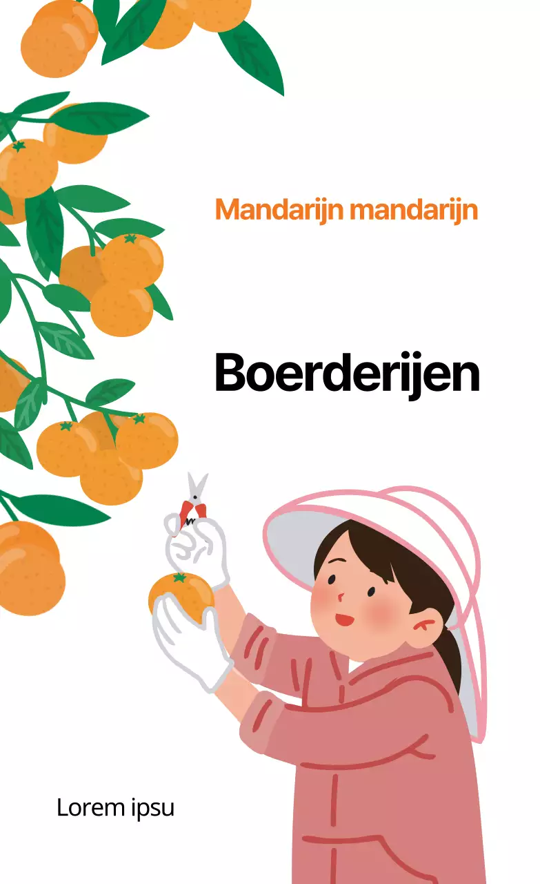 Schattig etiket van een boerderij met oranje illustratie