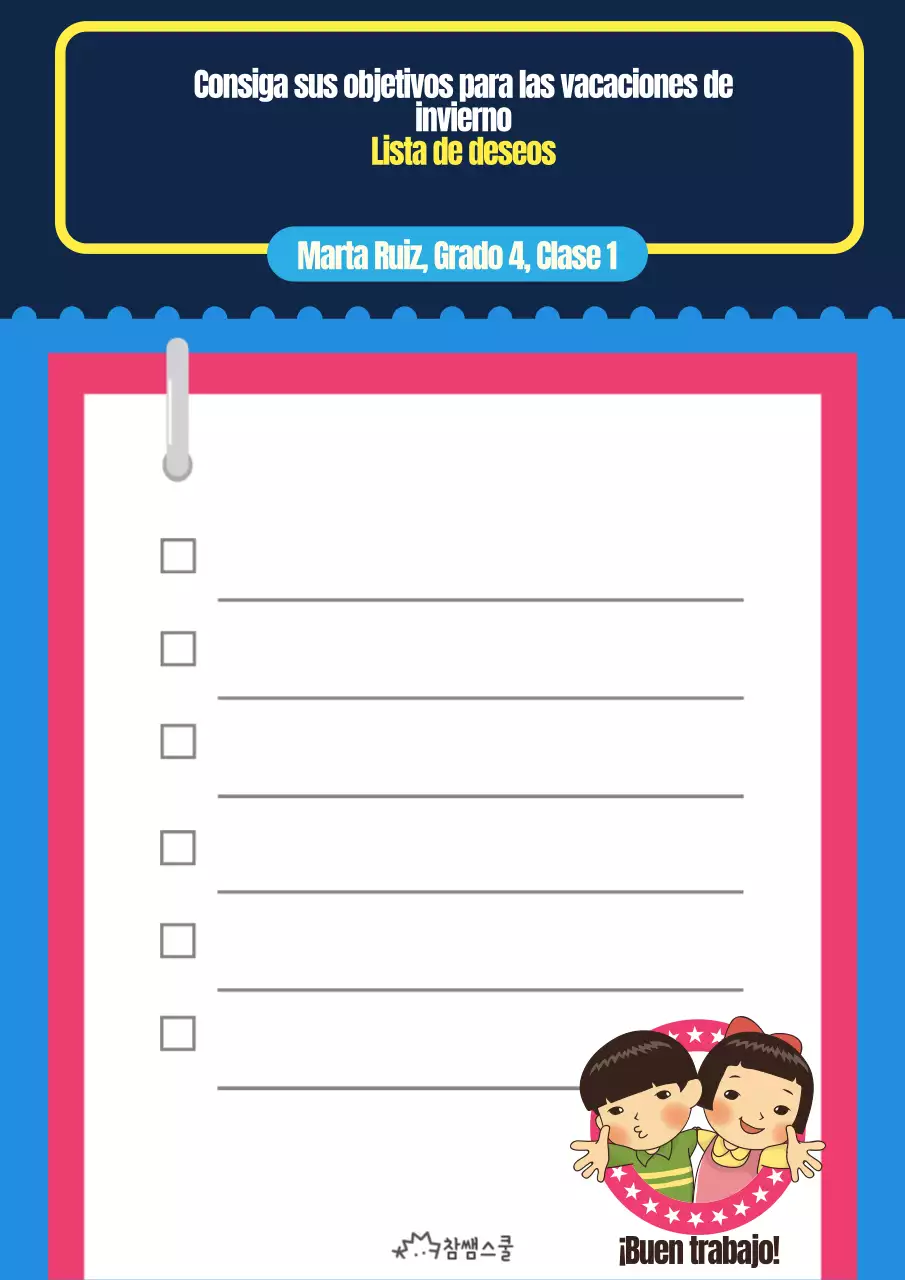 Planificador de vacaciones de invierno azul y amarillo