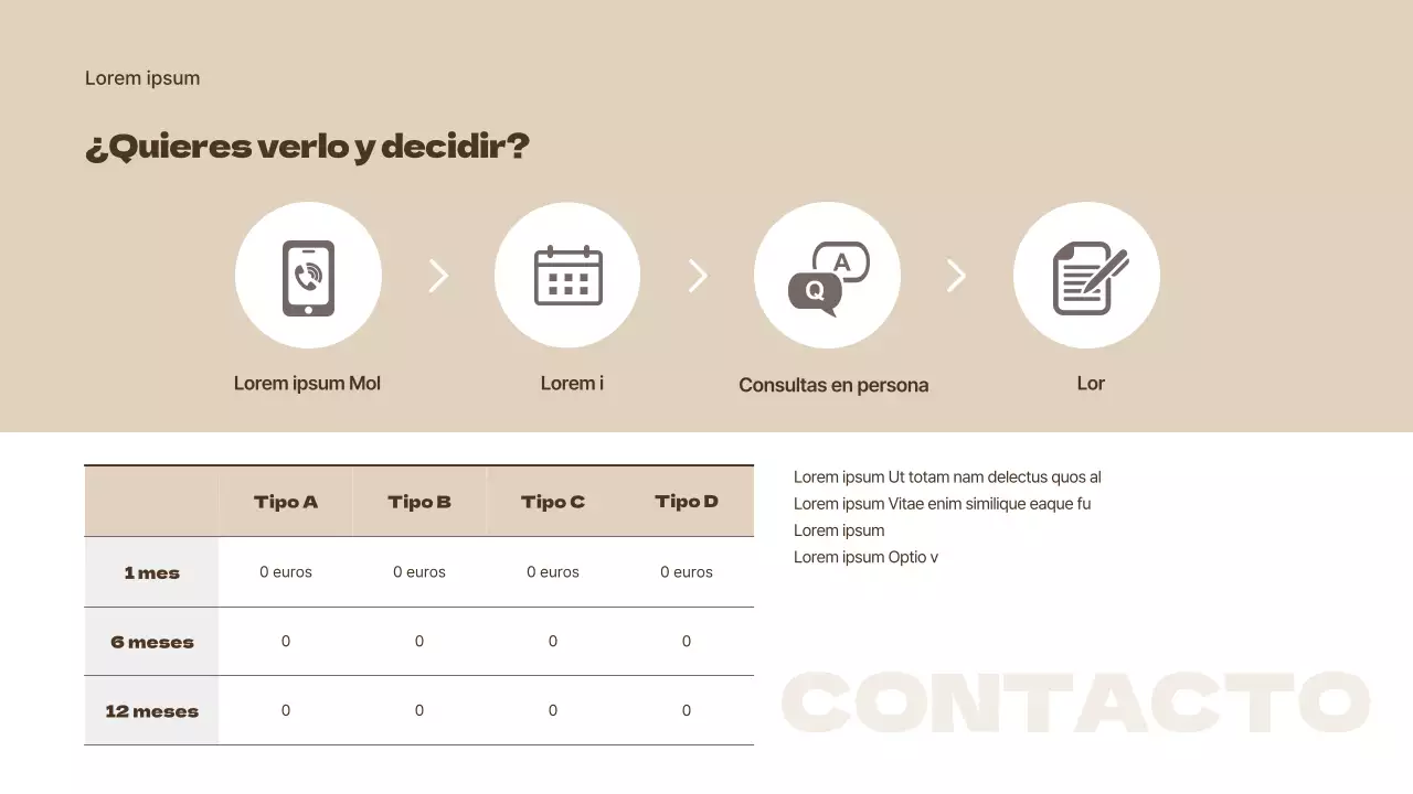 Carta de oferta de apartamento beige y marrón