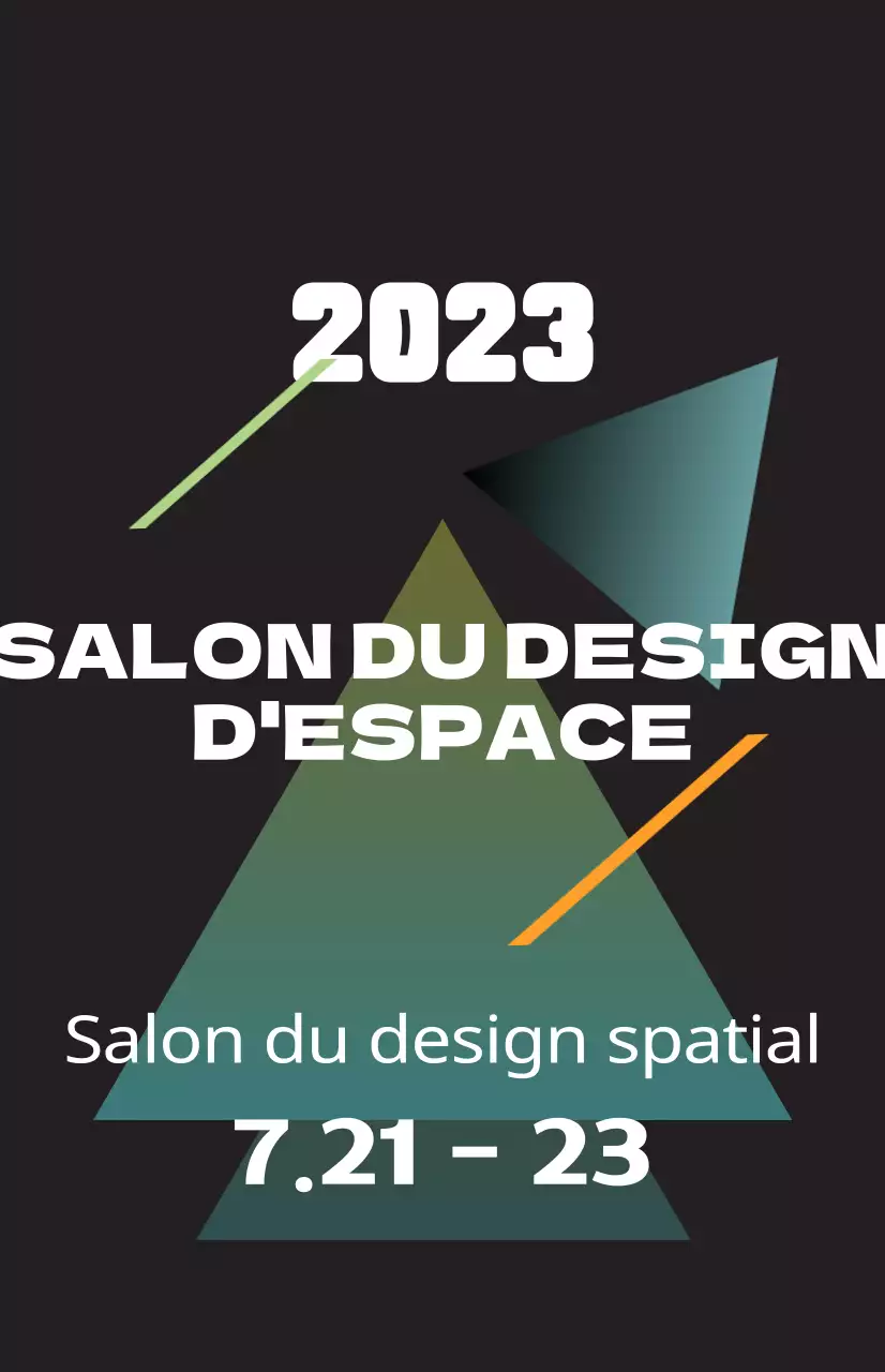 Promouvoir un salon de l'aménagement de l'espace grâce à des illustrations colorées de formes et de textes.