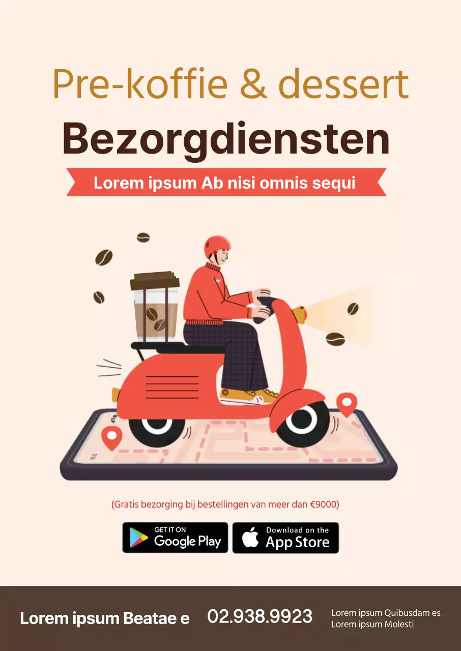 oranje illustratie schoon restaurant cafe koffie bezorging promotie