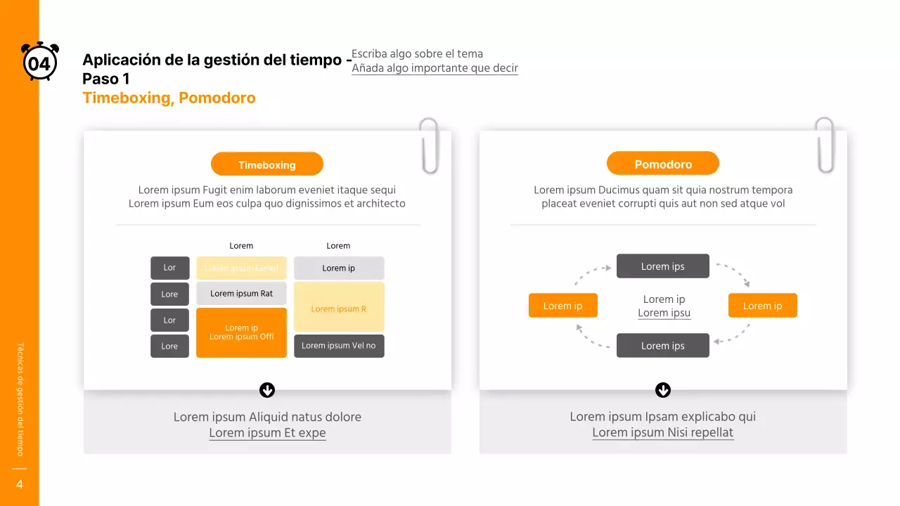 Tema del taller de gestión del tiempo en naranja
