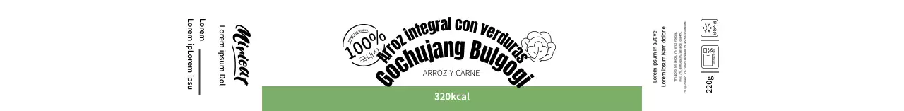 Blanco verde simple ilustración arroz instantáneo etiqueta de alimentos