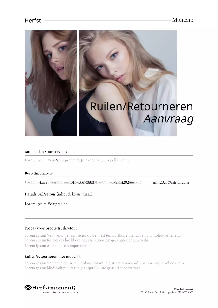 Een zwart-wit sjabloon voor retourbonnen voor winkelcentra met afbeeldingen