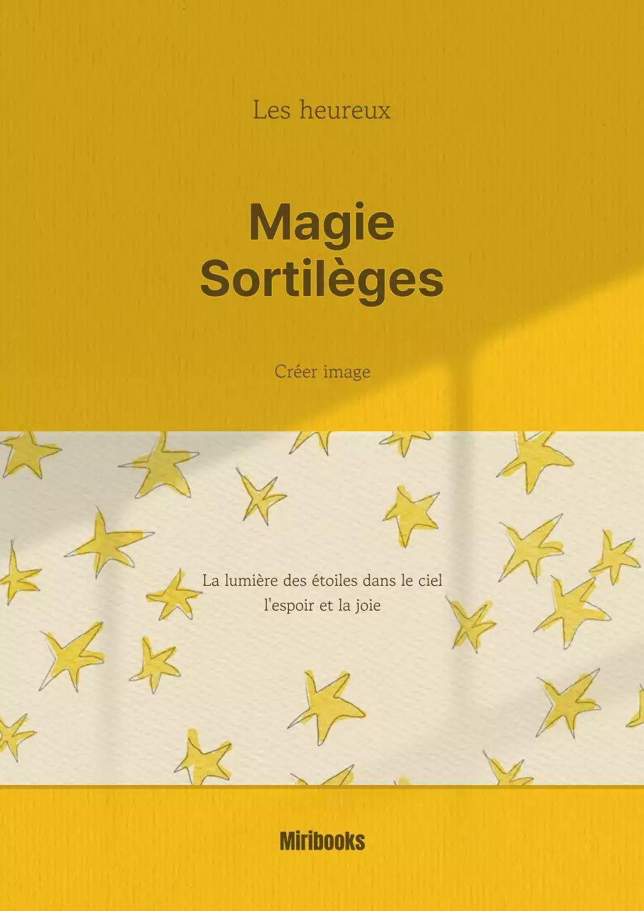 Sort de bonheur sur fond jaune et ceinture d'étoiles blanches