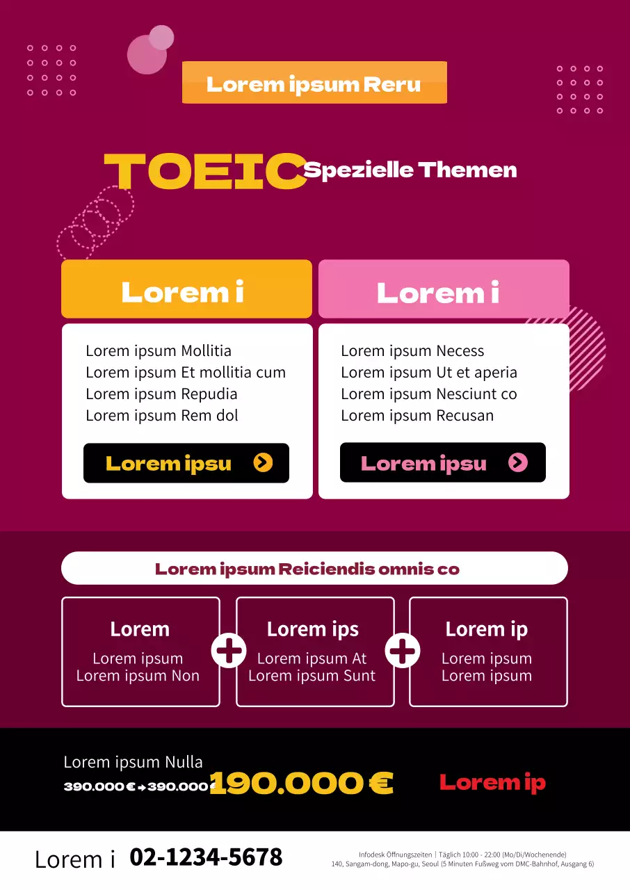 Rote Textbetonung Gepflegt und aufgeräumt TOEIC-Sonderveranstaltung Schulförderung