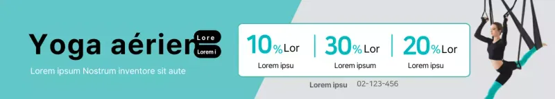 Bannière promotionnelle simple et volante de yoga à la menthe