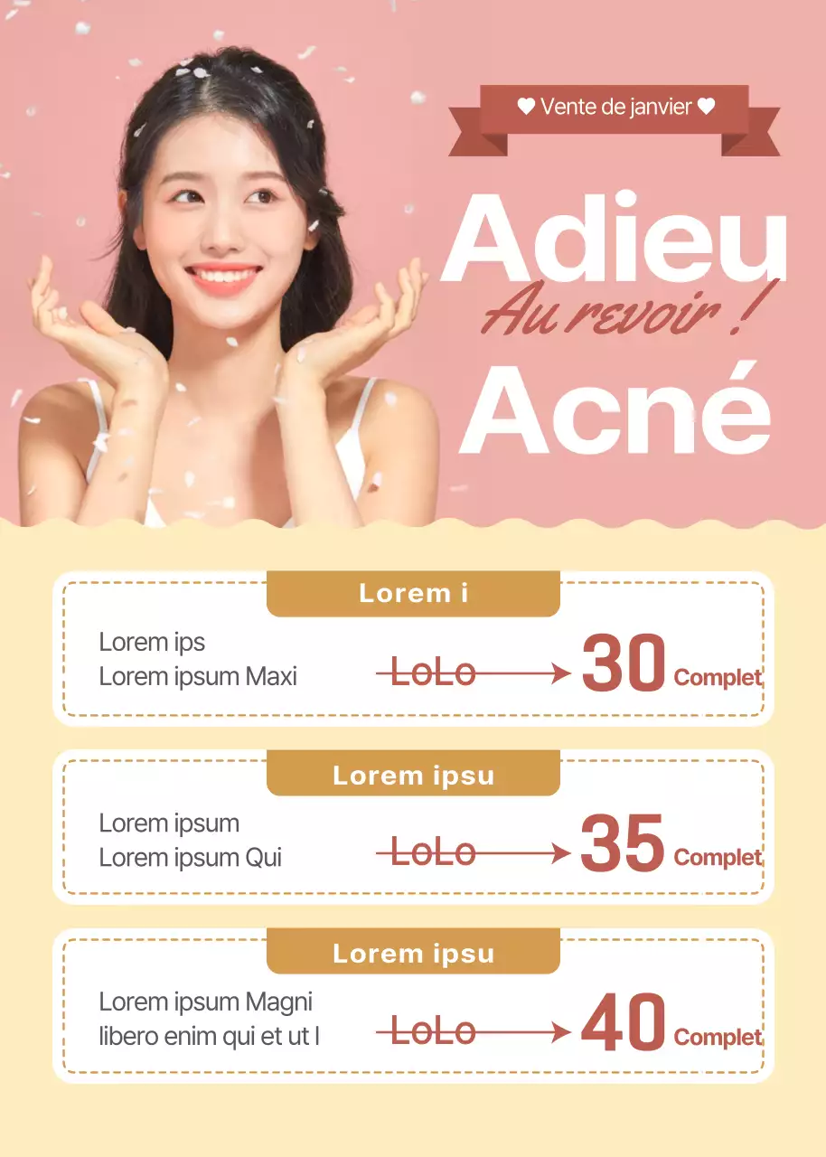 Vente de traitements contre l'acné de Dermatologie rose et jaune